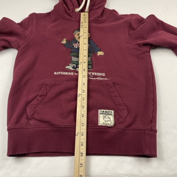 Teenie Weenie Hoodie Sweatshirt Youth L 160cm Embroidered Bear Katherine Maroon - Picture 5 of 10